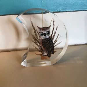 Vintage 1960s hand carved Owl Paperweight